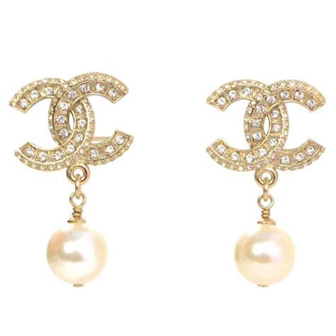 chanel pearl and diamond earrings|pre owned chanel earrings.